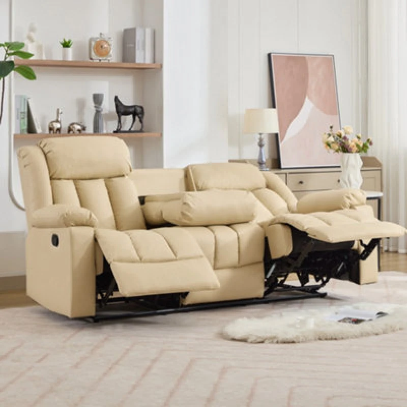 Image of Sheridan 3 Seat Recliner Sofa With Central Console - Cream
