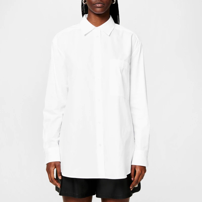 Image of Hugo Womens Oversize Long-Sleeve Plain Shirt White female 4 (XXS)