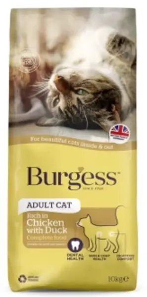 Burgess Adult Chicken and Duck Cat Food 10kg