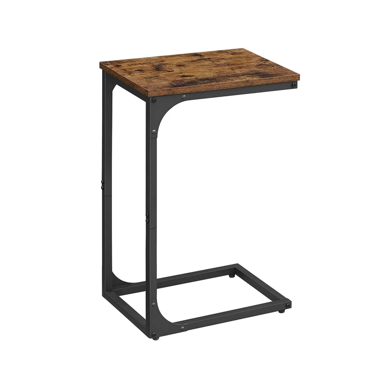 Image of VASAGLE Slim C-Shaped Side Table, Rustic Brown + Black / 1 Rustic Brown + Black