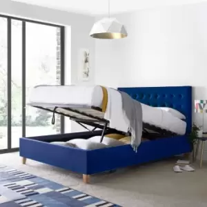 Image of Bedmaster Kingham Blue Velvet Ottoman Bed Kingsize