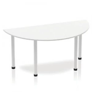 Image of Impulse Semi-circle Table 1600 White Post Leg Silver