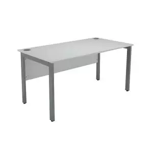 image of Serrion Rectangular Goal Post Desk 1500x800x730mm WhiteSilver KF823346