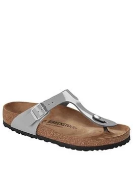 Image of Birkenstock Gizeh Patent Alloy Flip Flop - Silver, Size 8, Women