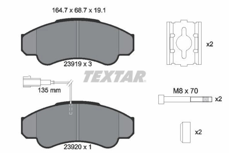 Image of Brake pad set TEXTAR 2391901