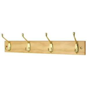 image of Robert Dyas Headbourne 4 Coat Hooks - Brass