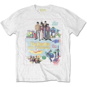 Image of The Beatles - Yellow Submarine Vintage Movie Poster Mens Large T-Shirt - White