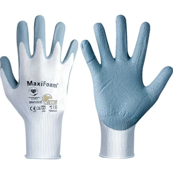 image of 34-800 Maxifoam Palm-side Coated White/Grey Gloves - Size 10 - ATG