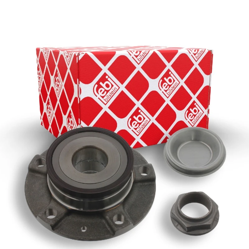 Image of FEBI BILSTEIN 29394 Wheel bearing kit with fastening/mounting material, Rear Axle Right, with wheel hub Wheel Bearing Kit (654)