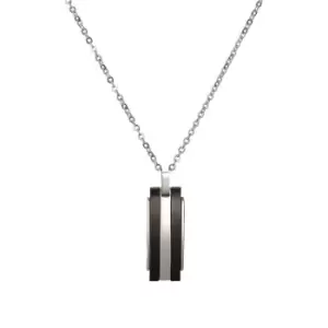 image of Unique Stainless Steel Striped Necklace with Black Plating