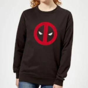 image of Marvel Deadpool Cracked Logo Womens Sweatshirt - Black