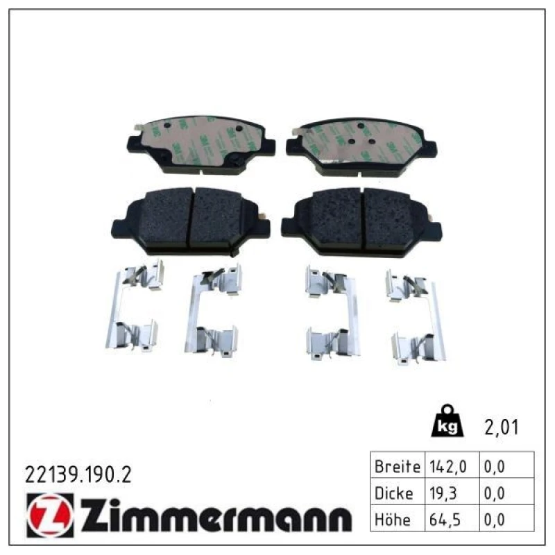 Image of ZIMMERMANN Brake pad set ZIMMERMANN 22139.190.2