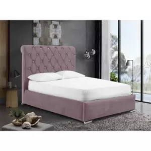 Image of Meripa Bed Double Plush Velvet Pink