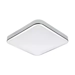 Image of Wall Flush Ceiling Light IP44 Bathroom Chrome Shade White Plastic Bulb LED 16W