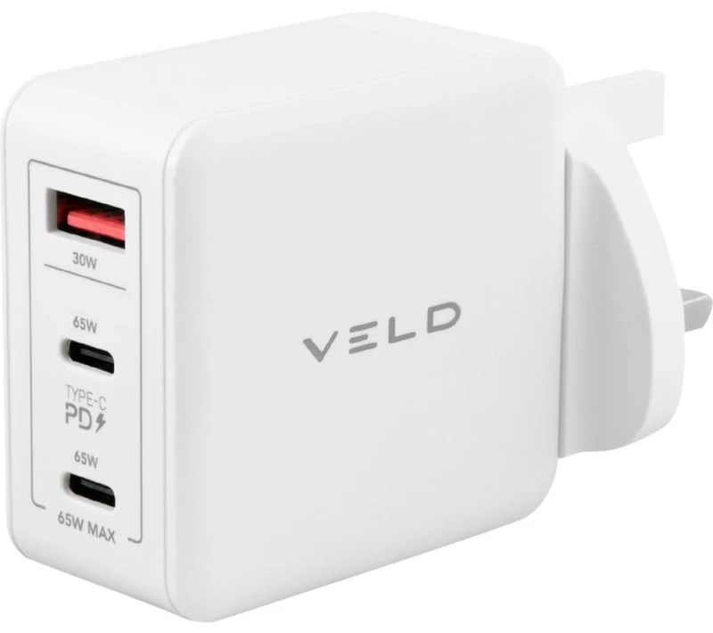 Image of VELD VHG65JW Super-Fast 3-port 65 W USB Wall Charger - White 5014117976283