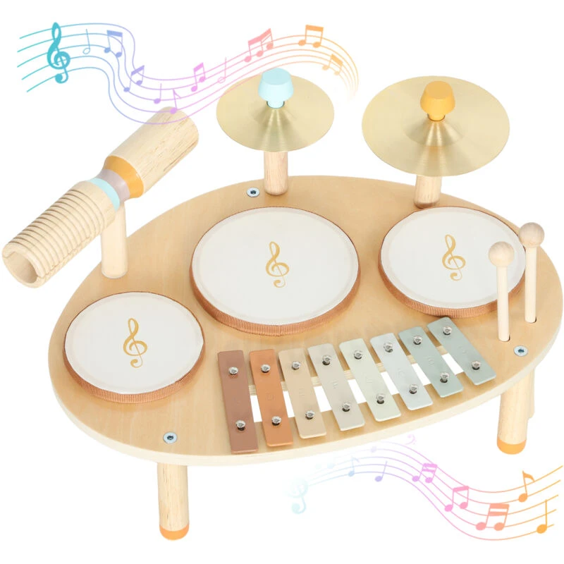Image of Aiyaplay Baby Drum Kit, Wooden Kids Musical Instruments, Gift For Birthday