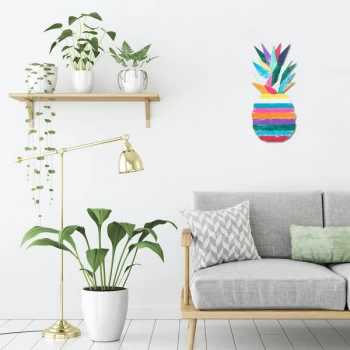 Image of Pineapple - Multicolor Multicolor Decorative Wooden Wall Accessory