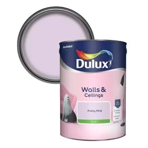Image of Dulux Walls & Ceilings Pretty Pink Silk Emulsion Paint 5L