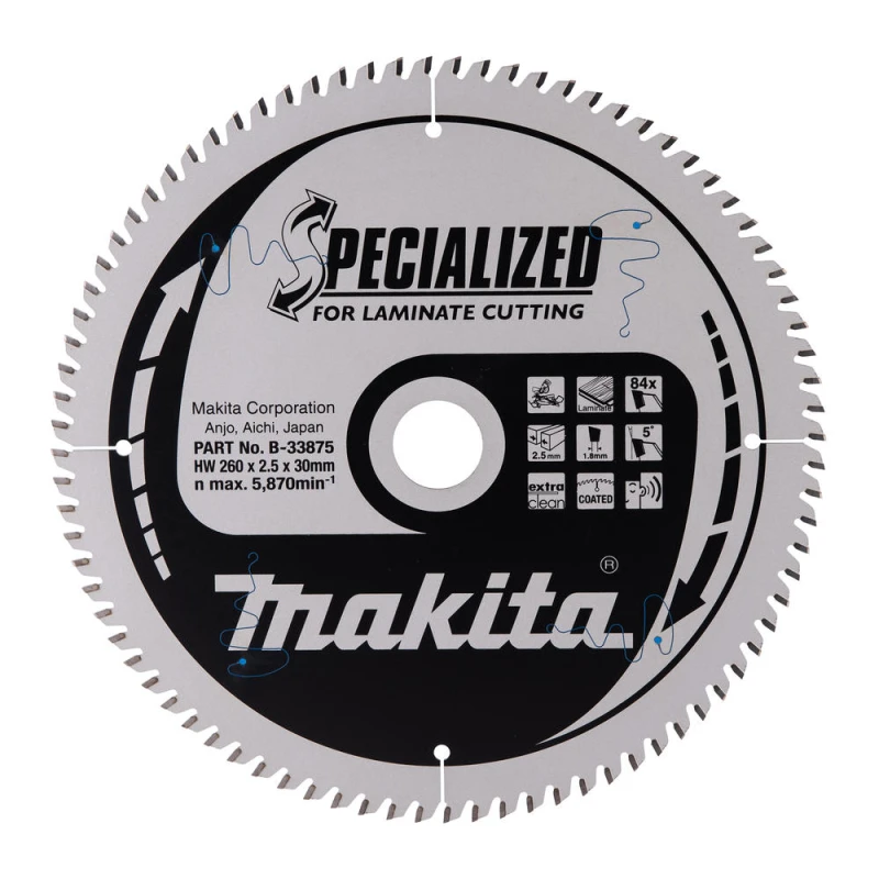 Image of Makita SPECIALIZED Circular Saw Blade for Laminate Cutting B-33875 Diameter: 260mm
