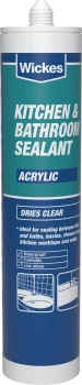 image of Wickes Kitchen and Bathroom Acrylic Sealant - Clear 310ml