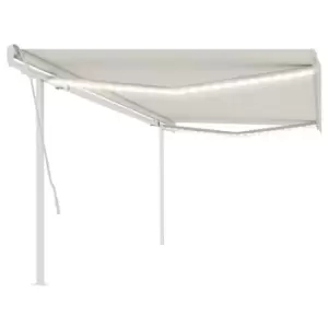 Image of Vidaxl Manual Retractable Awning With LED 5X3.5 M Cream