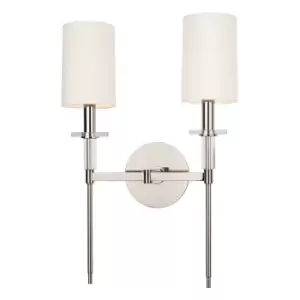 image of Amherst 2 Light Wall Sconce Polished Nickel, Faux Silk