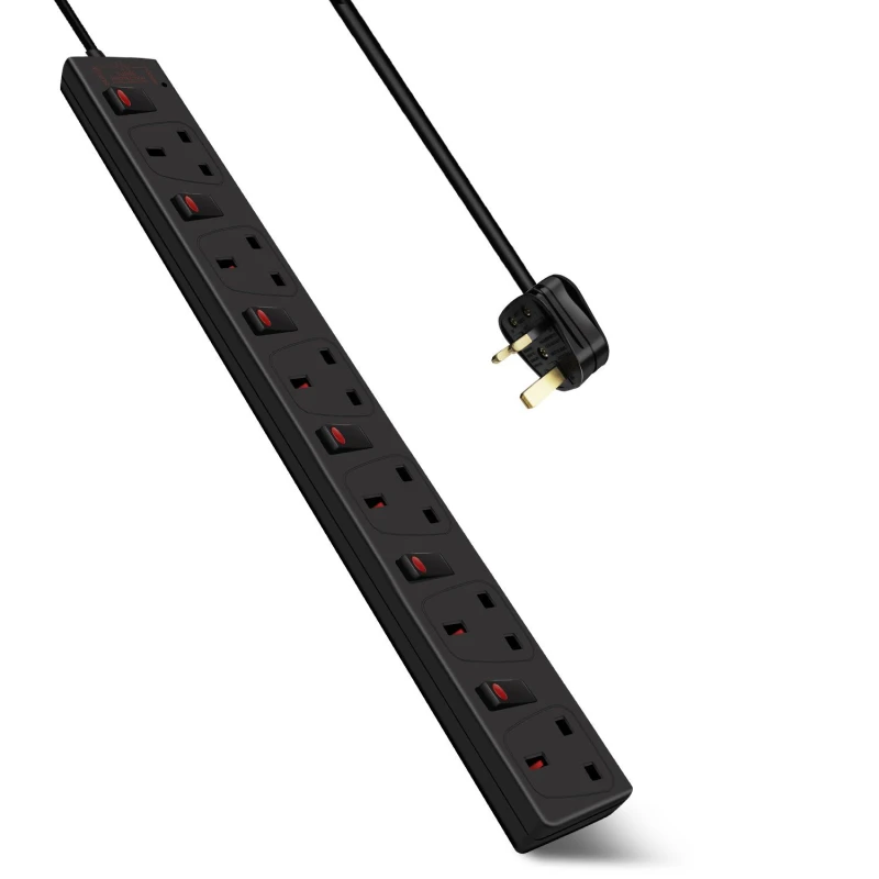 Image of ExtraStar 6 Gang Individually Switched Surge-Protected Extension Lead 3M Black, 13A Black