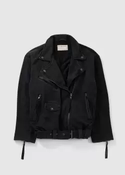 Free People Womens Rebel Rebel Jersey Moto Jacket In Black