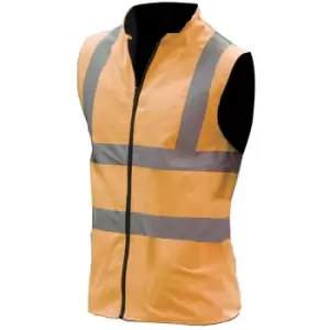 image of Yoko Mens Workwear Hi-Vis Reversible Fleece Vest / Jacket (L) (Hi Vis Orange) - Hi Vis Orange