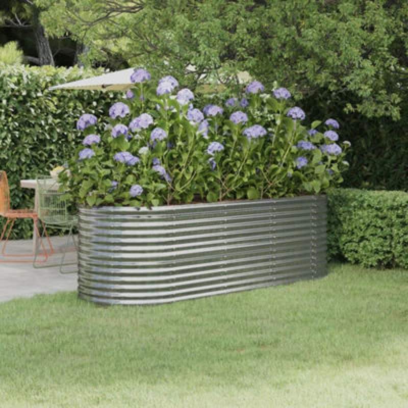 Image of vidaXL Garden Raised Bed Powder-coated Steel 224x80x68cm Silver 318957