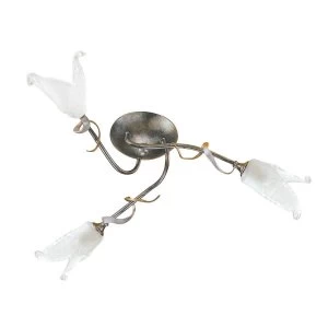 Image of 3 Light Semi Flush Multi Arm Ceiling Light Silver, Black, Gold, G9