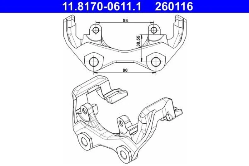 Image of ATE 11.8170-0611.1 Caliper Bracket Carrier,brake caliper (1009)