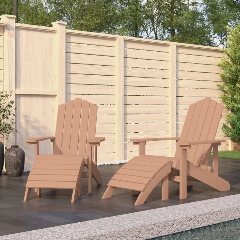 Image of VIDAXL Garden Adirondack Chairs 2 pcs with Footstools hdpe Brown Vidaxl 8720286847176