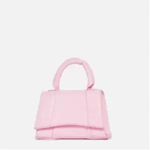 Missguided Faux Leather Mock Croc Curve Base Bag - Pink