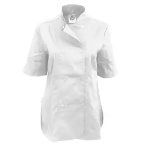 Image of Dennys Womens/Ladies Short Sleeve Fitted Chef Jacket (XL) (White)