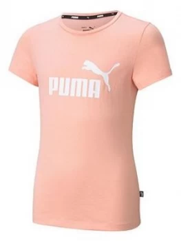 Image of Puma Girls Essential Logo T-Shirt - Pink