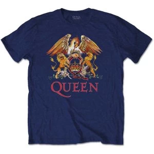 Image of Queen - Classic Crest Mens XX-Large T-Shirt - Navy Blue