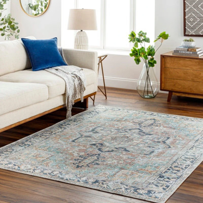 Image of Livabliss Machine Washable Traditionnal Boho Sage Dido Area Rug 160 X 213cm - Easy Care, Non Shedding, Ideal For Living Room & Bedroom