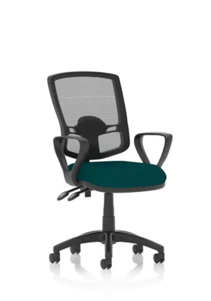 Image of Eclipse Eclipse Plus II Lever Task Operator Chair Mesh Back Deluxe With Bespoke Colour Seat With loop Arms in Maringa Teal KCUP1622