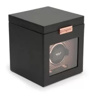 image of WOLF Axix Black Single Watch Winder With Copper Storage 469216