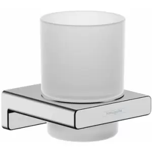 image of Hansgrohe - AddStoris Bathroom Toothbrush Holder Tumbler Chrome Wall Mounted - Chrome