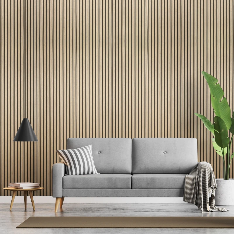 Image of Fuse Acoustic Wall Panels Acoustic Wooden Wall Panel in Natural Oak, 2.4m x 0.6m in Brown Brown Unisex