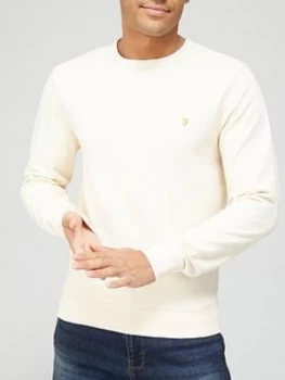 Image of Farah Crew Neck Sweatshirt - Cream, Size XL, Men
