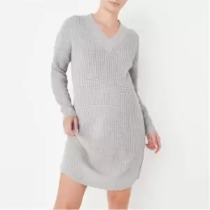 Missguided Maternity Deep V Neck Jumper Dress - Grey