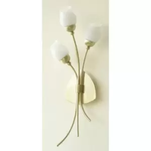 image of Wall light Rimini 3 bulbs satin brass/opal glass