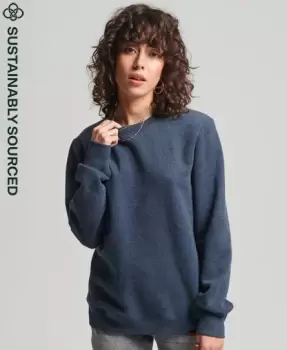 image of Superdry Womens Organic Cotton Vintage Logo Crew Sweatshirt Navy / Vintage Navy Marl - Size: 10