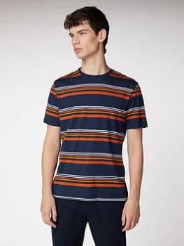 Ben Sherman 90S Nostalgia Stripe Tee- Dark Navy Size M Men