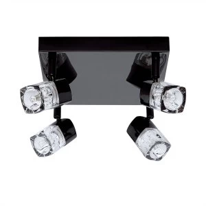 Image of Integrated LED 4 Light Spotlight Black Chrome, Clear and Glass
