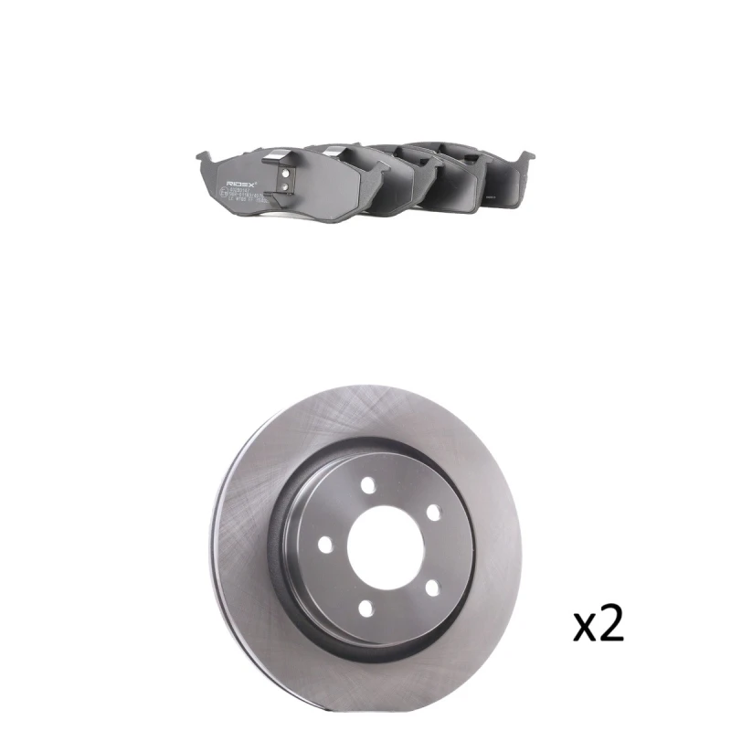 Image of RIDEX 3405B2880 Brake disc and pads set Front Axle, Brake Disc Type: Externally Vented, excl. wear warning contact Brake Set,disc brakes (3405)