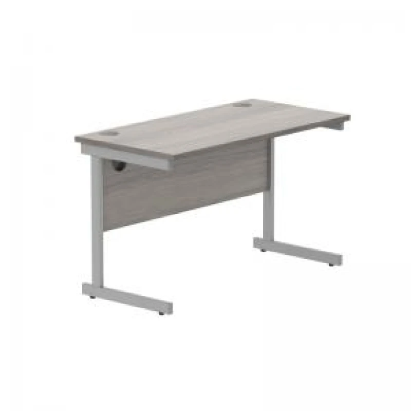 Image of Astin Rectangular Single Upright Cantilever Desk 1200x600x730mm Alaskan Grey Oak/Silver KF803637